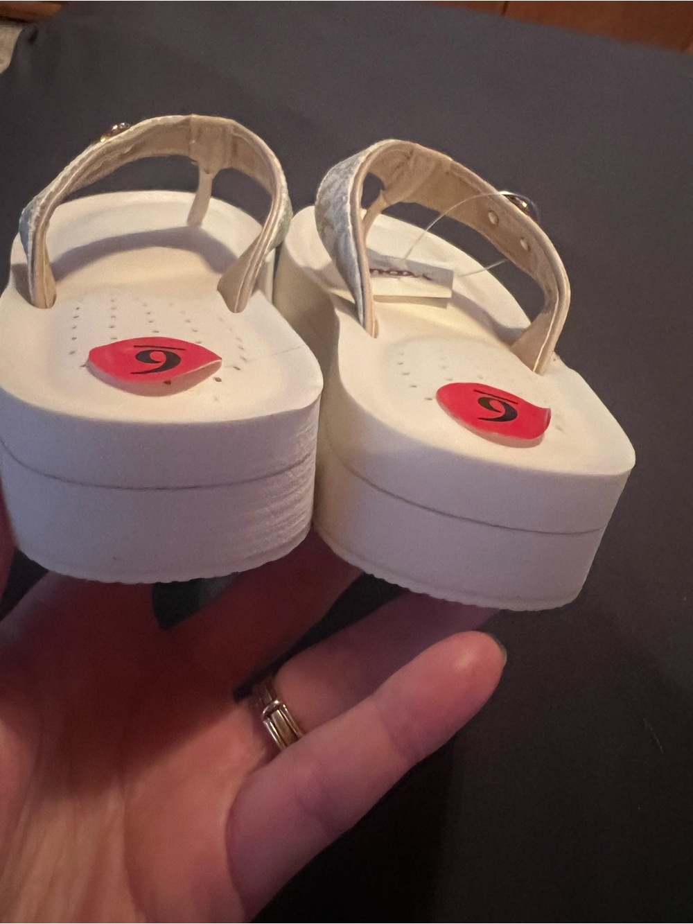 Michael Kors cream & tan, women’s 6 sandals, darling MK emblems. New with tags. - Picture 8 of 11